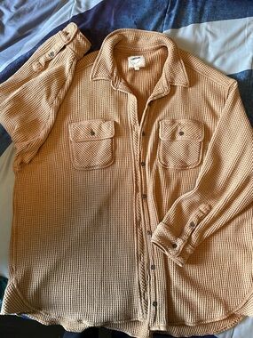 aerie Camel Waffle Knit Button-Front Shacket